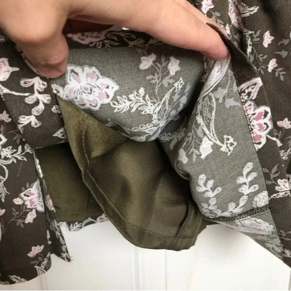 Garnet Hill Dropwaist Button-Up Dress Olive Green Floral Size 6 Small - Picture 5 of 11